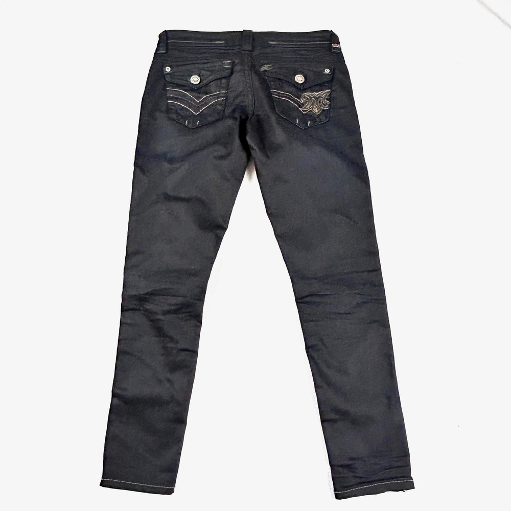 MEK Denim Bulgan Cigarette Jeans Womens 27/29 Slim Black Coated Low Rise Y2K - Picture 4 of 14